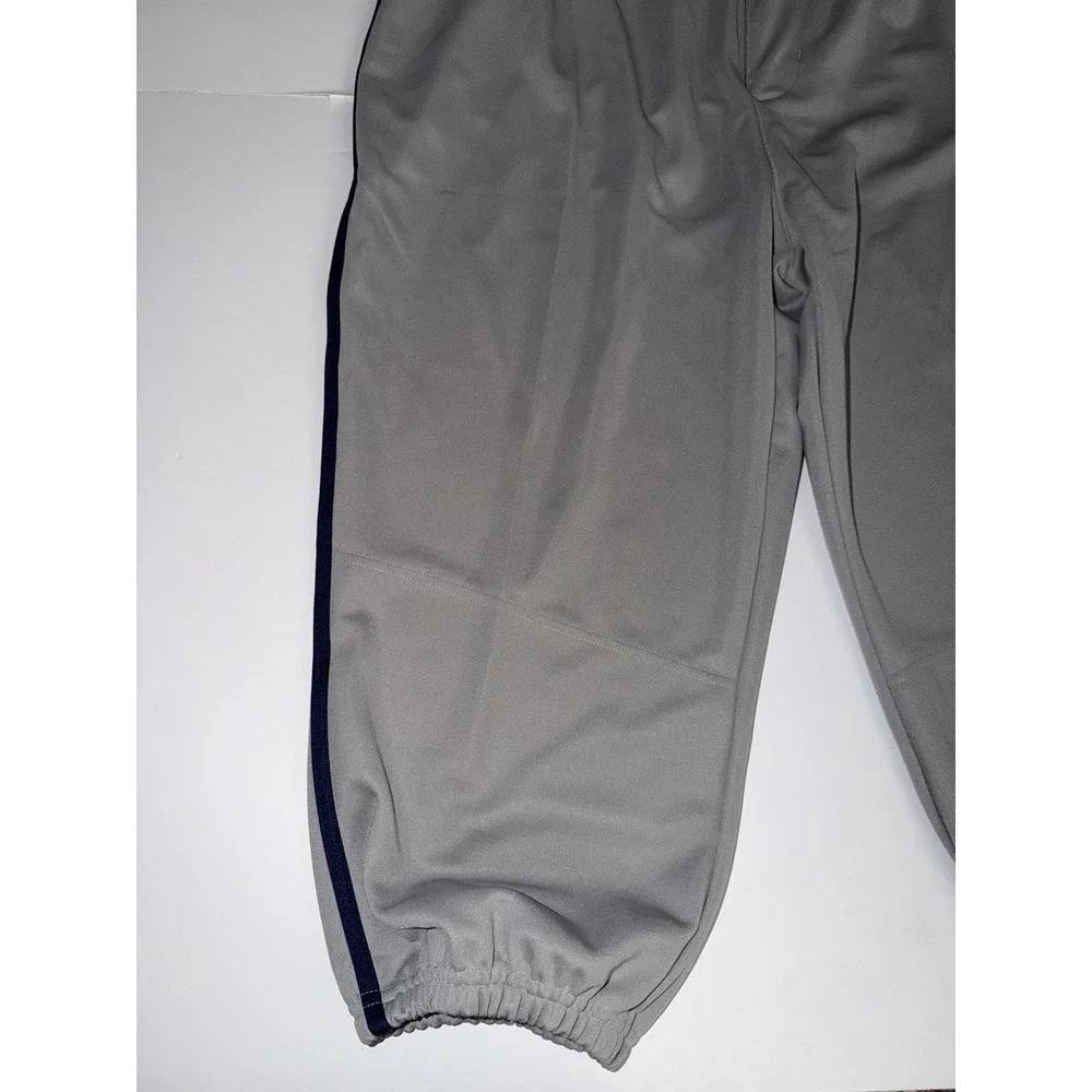 Adidas Men 2XL Icon Pro Gray Baseball Pants Stretch Elastic Blue Logo Stripe NWT